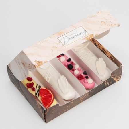 Box for eclairs, confectionery packaging, 4 inserts, “marble”, 20 x 15 x 5 cm-6