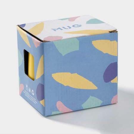Ceramic mug "Smile", 350 ml, with a wooden lid and spoon, color and pattern mix-6