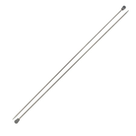 The knitting needles are straight, metal, 35 cm/2.5 mm-1