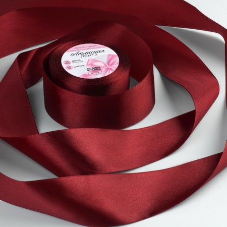 Satin tape, 50 mm × 23 ± 1 m, wine vene # 165