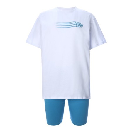 Female set (T -shirt/shorts), the color is lapis lazuli/white, size 50-6