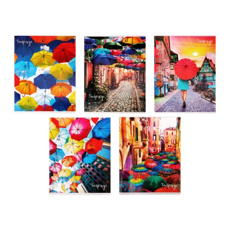 Notebook of 48 sheets in Calligrata Call "Bright Umbrellas", covered Cardboard, UV-Lalan, Offset Bloc, Mix