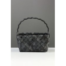 Wicker basket 27 x 14 x 13 cm, mouth pen h = 13 cm, gray, handle