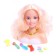 A mannequin doll for creating a “Snow White” hairstyle, with overhead strands and accessories