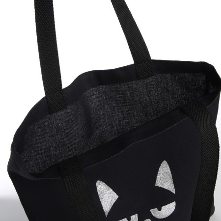 Bag Schoper "Cat", 35*0.5*40, print with sparkles, without lining, black-6