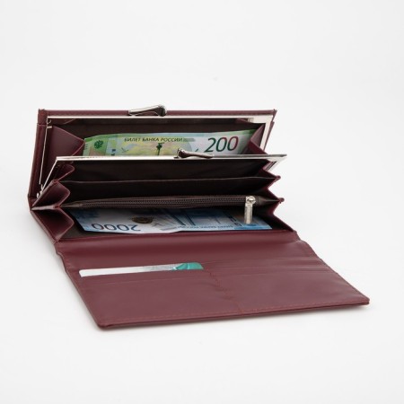 Women's wallet on magnets, burgundy color-3