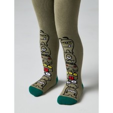 Children's tights with drawings CONTE KIDS Sof-Tiki, height 62-74 cm, mustard color is mustard
