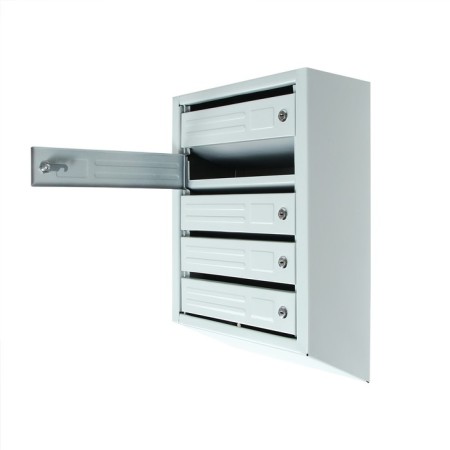 Mailing box multi -sectional, 5 sections, with the back wall, gray, Mix door-7