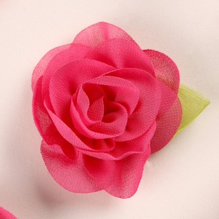 Flower with petals, leaflet, fabric, set of 8 pcs., Fuchsia color-1