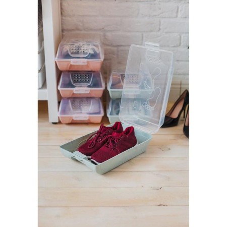 Box for storing shoes with a lid "Traces", 37 × 22 × 14 cm, color gray-blue