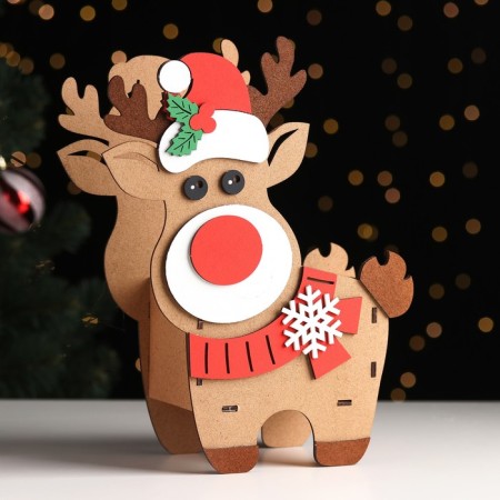 New Year. Kashpo Wooden New Year's "Olennok" 28x22.5x8.5 cm nut