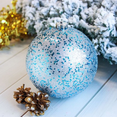 Ball plastic D-15 cm "mega" silver-blue