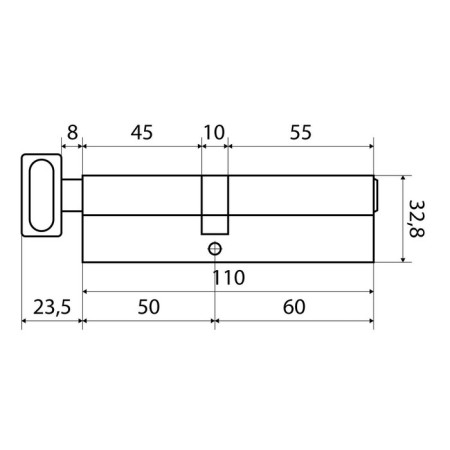 Cylinder mechanism standard MAX, 110 mm (60x50V), 5 keys, key/turntable, matte nickel 102481-2