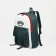 A backpack with a zipper, an outer pocket, a set of a chover, bag, green color