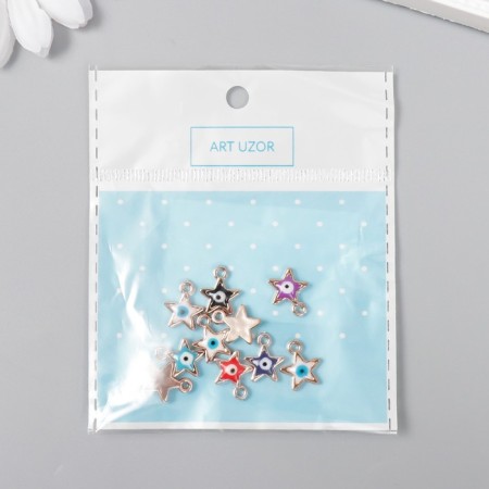 Decor for creativity Plastic for metal "Star from the evil eye" MIX set 10 pcs 1.3x1.1 cm-3
