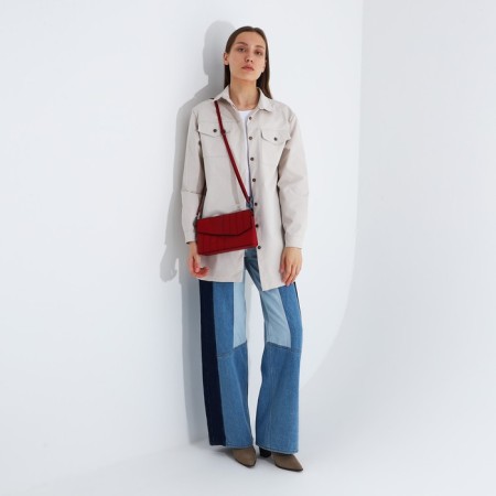 Magneta bag bag, long belt, red color-7