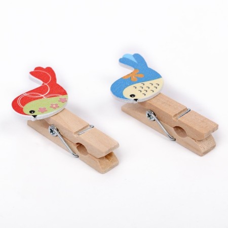 Decorative clothespins with a rope for the suspension "Spring Birds" set 10 pcs.-2