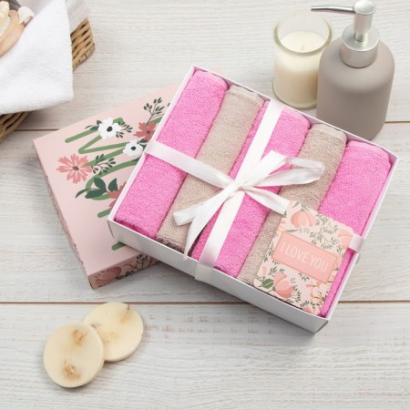 Set of terry towels Etel FOR MOM 30x30 cm -5pcs, 100% cotton 340 g/m2