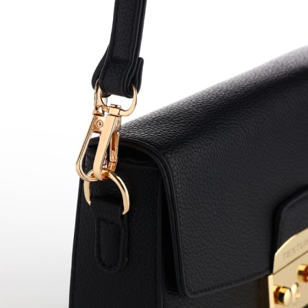 Women's bag on the valve, Textura, small size, black color-4