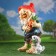 Garden figure "Dwarf with a hare and carrot" 46cm mix