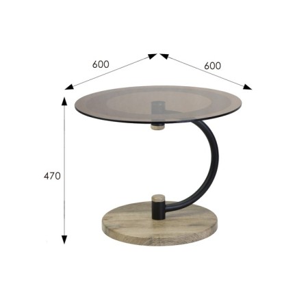 Table Journal duet 13n, 600x600x470, Black/Crimean oak/tinted-1