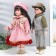 Doll Collectible couple "Julia and Igor, Pink strip" set 2 pcs 40 cm