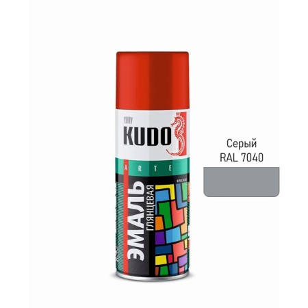 Aerosol paint enamel Kudo universal gray RAL 7040, 520 ml