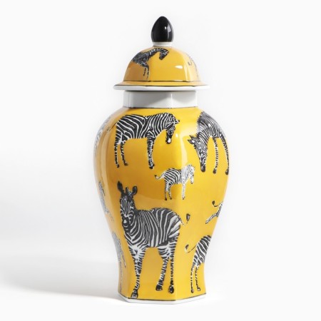 Vase for flowers with a zebra lid 15 x 15 x 35 cm