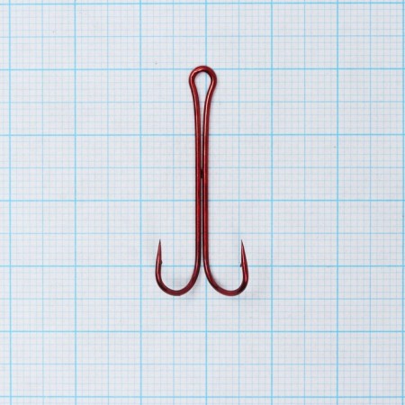 Double hook with a long fore -end Fish 2 Fish 303 No. 4, Red color, 35 mm-1