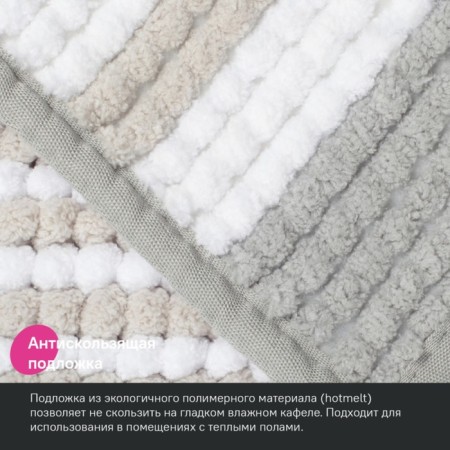Bathroom rug IDDIS, 50x80 cm, shenill, gray color-3