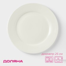 Porcelain plate lunch with a thickened edge of the White Label, D = 25 cm, white color