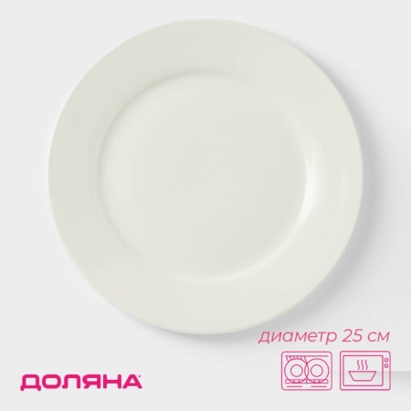Porcelain plate lunch with a thickened edge of the White Label, D = 25 cm, white color