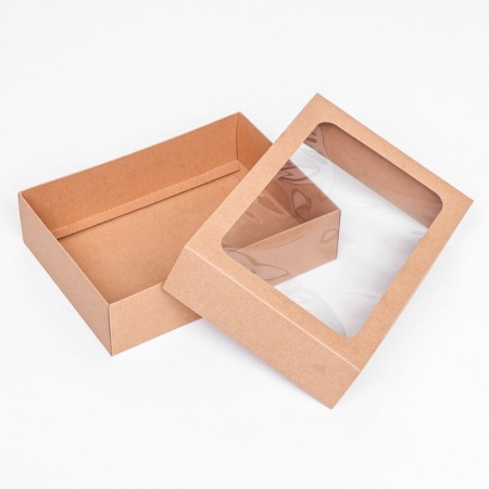 The box is folding, the lid is, with a window, craft, 25 x 18 x 6.5 cm,-3