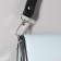 Genuine leather bag, adjustable, with carbines, 60 ± 2 cm × 2.5 cm, black/silver color