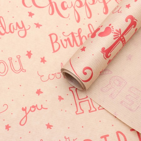 Paper Packing Craft "Happy Red", 0.6 x 10 m