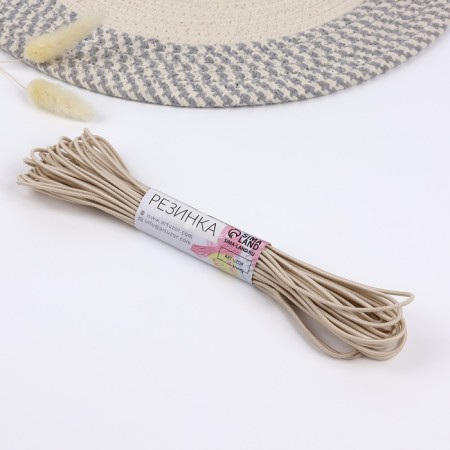 Hat elastic band, 2 mm, 9 ± 0.5 m, 2 segments, beige color