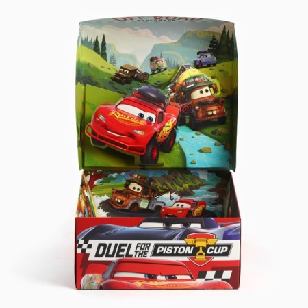 Gift Folding Box with 3D "Champion", cars, 15x15x7 cm-3