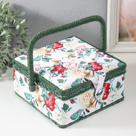 Casket for needlework "Garden flowers" 20x20x11 cm