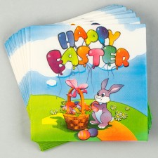 Paper Paper “Happy Easter” rabbit with basket, 33x33 cm, set 20 pcs.