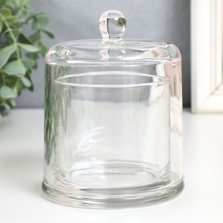 Bank for candles glass with a lid "Dome" transparent 12x9x9 cm