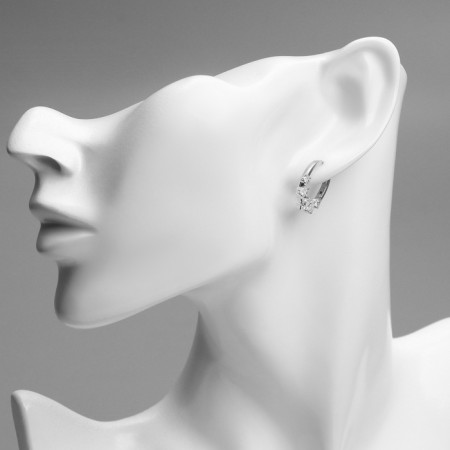 Earrings with rhinestones Xuping Crown radiance. White color in silver-2