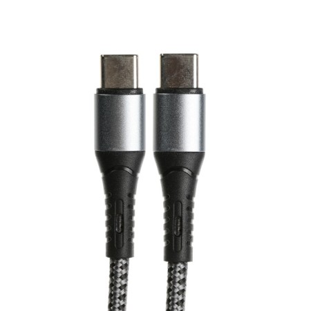 Type-C cable-Type-C, 3 A, 66 W, fast charging, fabric braid, 1 meter, gray-1