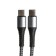 Type-C cable-Type-C, 3 A, 66 W, fast charging, fabric braid, 1 meter, gray