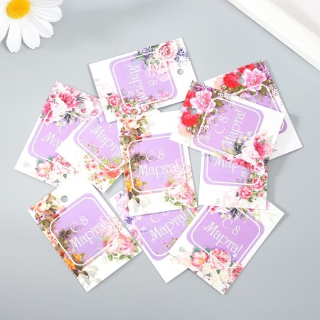 Cardboard "March 8" set 10 pcs (5 types) 4x6 cm-1