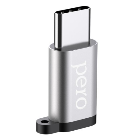 Adapter Pero AD01, Type -C - microUSB, metal, silver-1