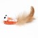 Toy for cats "striped fish" with feathers, 5 cm, orange