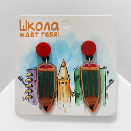 Acryl Earrings "Pencils", colored in silver-1