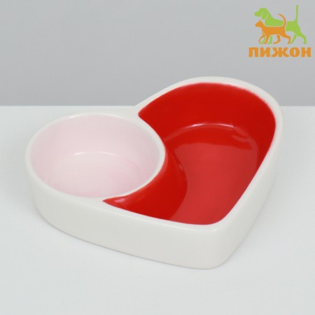 Ceramic bowl for rodents double "heart" 10 x 8 cm-1