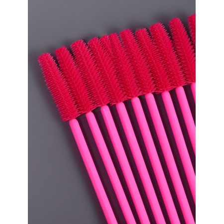 Brushes for eyebrows and eyelashes, silicone, set - 10 pcs, 10.5 cm, pink color-2
