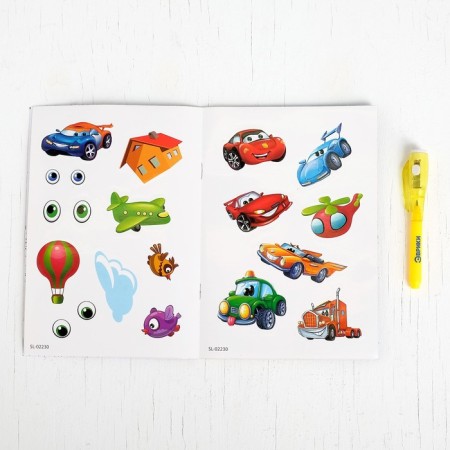 Set for drawing with light with stickers and coloring "Cars"-2